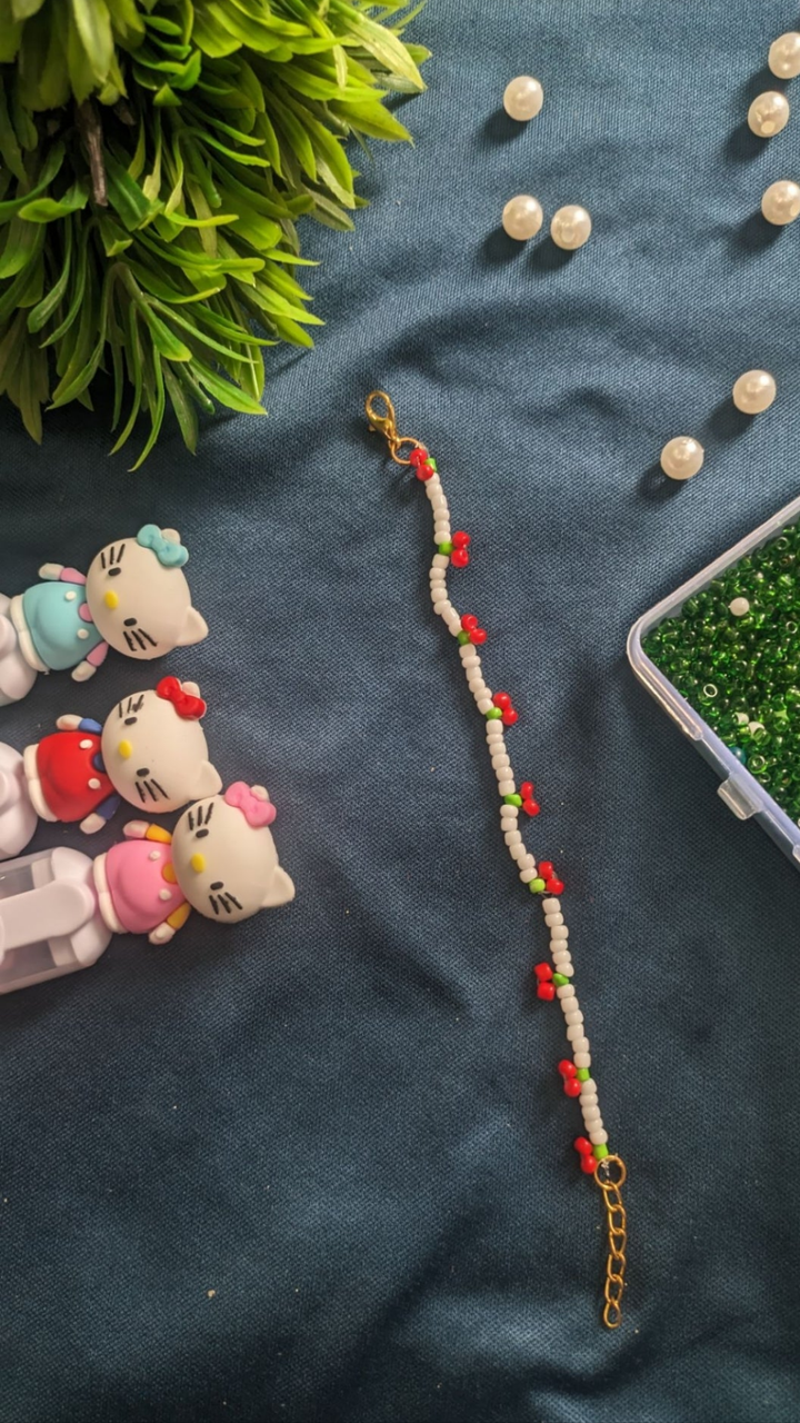 Cherry Bead Bracelet – Handmade Cute Aesthetic bracelet - bracelet for girl