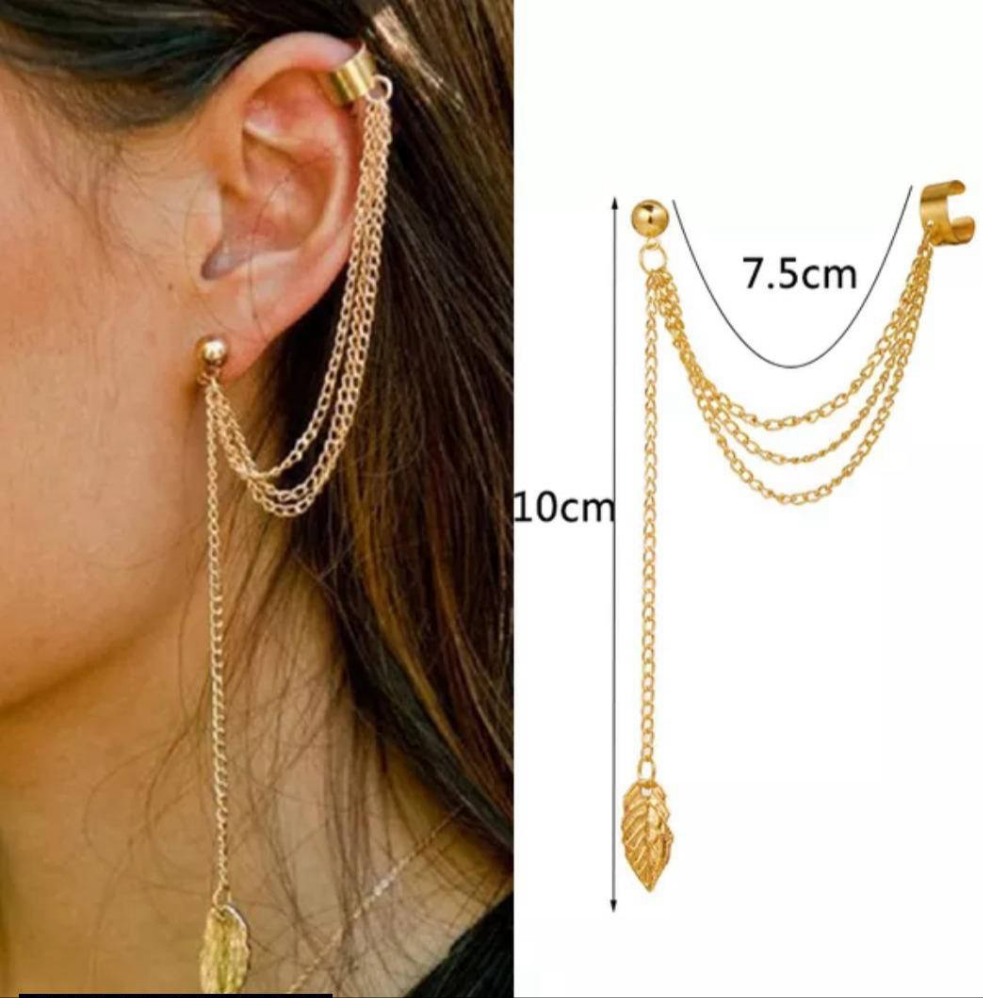 2 pc of silver and Gold Plated leaf design ear clip earrings