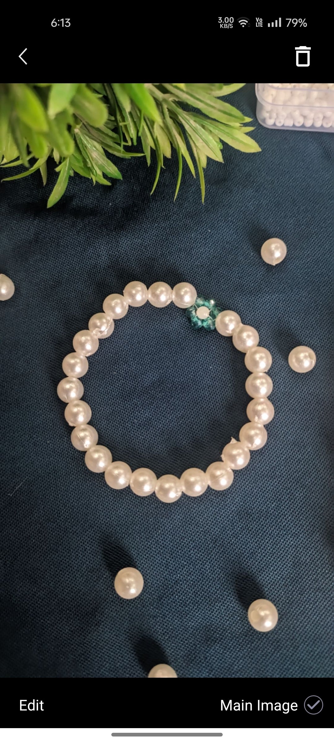 Elegant Pearl Bead Bracelet with Floral Accent