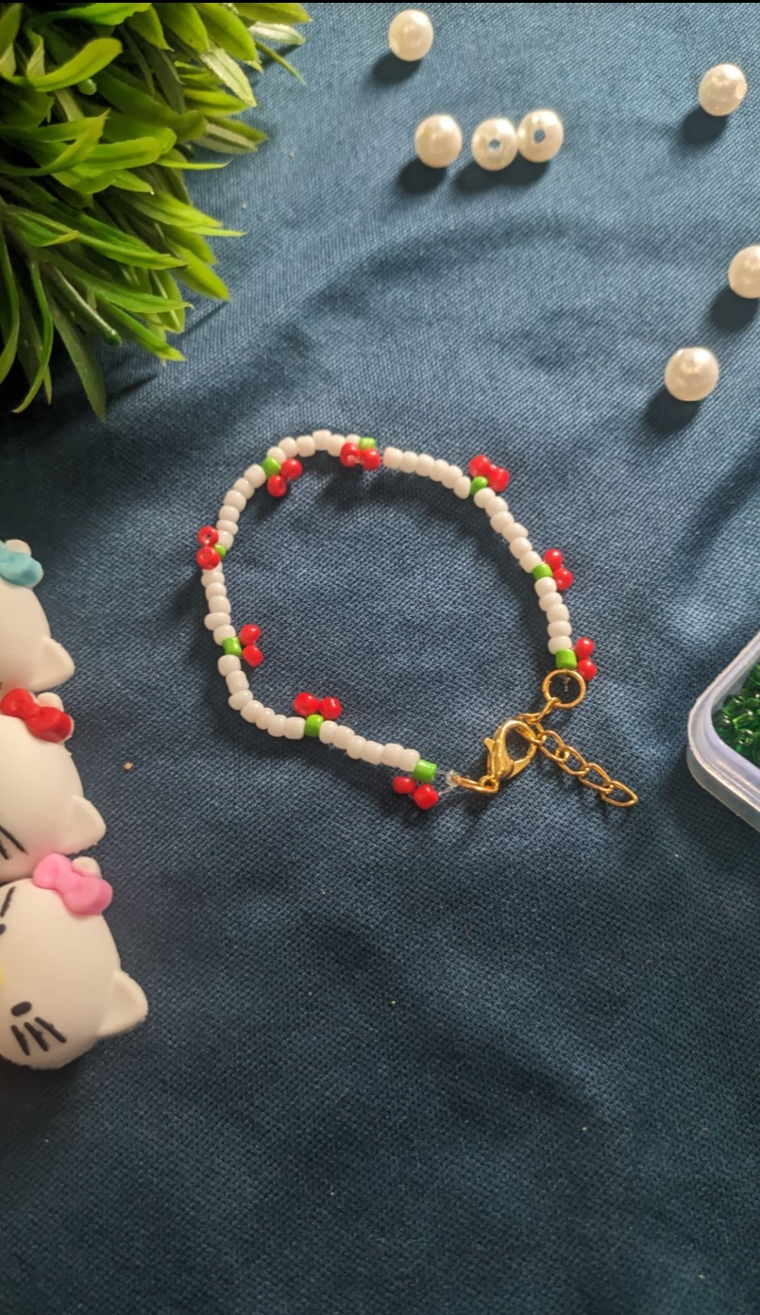 Cherry Bead Bracelet – Handmade Cute Aesthetic bracelet - bracelet for girl